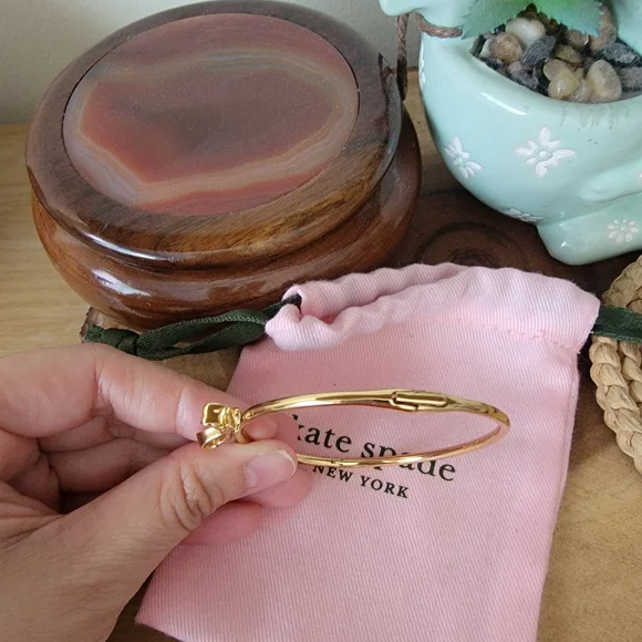 Kate Spade Gold Bow Bracelet Minimalist Bangle